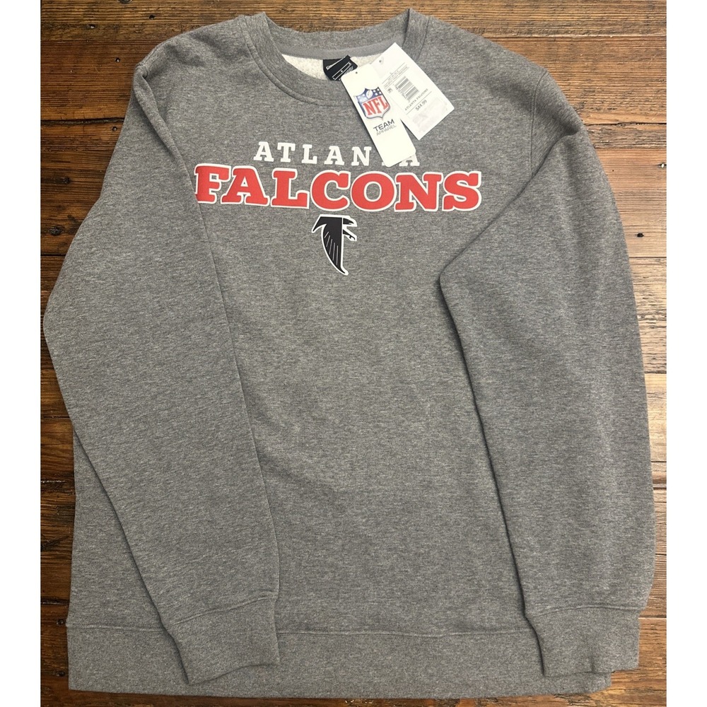 NWT NFL Atlanta Falcons Men's Gray Long Sleeve Crew Fleece‎ Sweatshirt, Size L